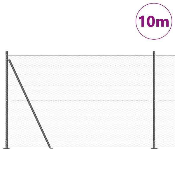 vidaXL Žoga āķis Pelēka 10 x 1,5 m (36 mm siets) Tērauds un PVC