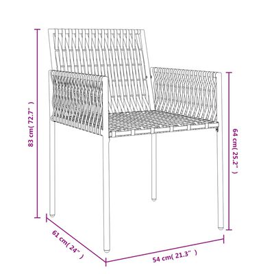 vidaXL dārza krēsli ar matračiem, 6 gab., 54x61x83 cm, PE rotangpalma
