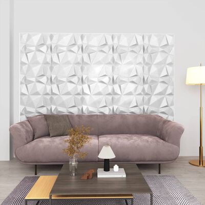 vidaXL 3D sienas paneļi, 24 gab., 50x50 cm, balti dimanti, 6 m²