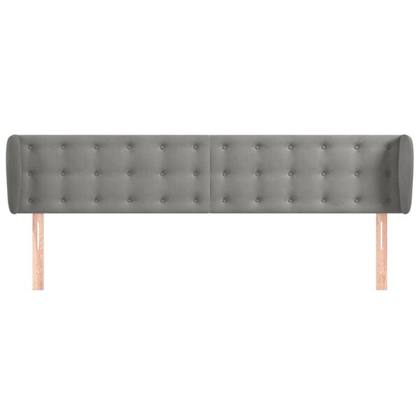 vidaXL galvgalis ar malām, gai&scaron;i pelēks samts, 203x23x78/88 cm