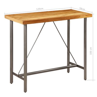 vidaXL bāra galds, 120x58x106 cm, pārstrādāts masīvs tīkkoks