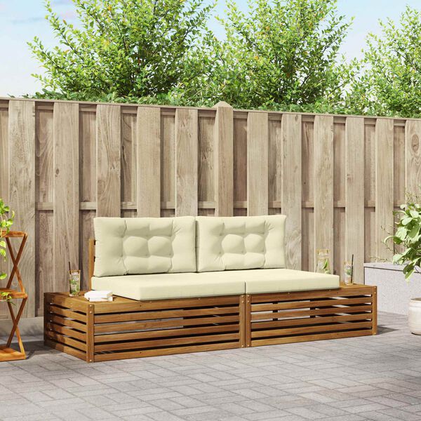 vidaXL Āra dīvānu komplekts ar spilvenu 2 Gabals Dabisks un krējuma