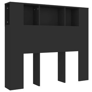vidaXL gultas galvgalis ar plauktu, melns, 120x18,5x102,5 cm