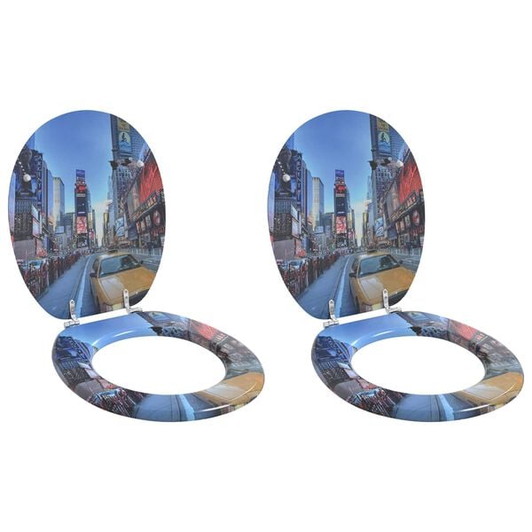 vidaXL Tualetes sēdeklis 2 pcs Pelēka 44 x 38 cm MDF plāksne