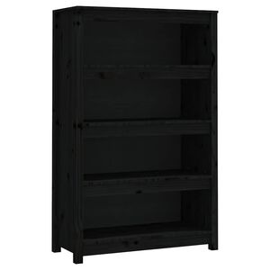 vidaXL grāmatu plaukts, melns, 80x35x126 cm, priedes masīvkoks