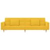 vidaXL 2-vietīga dīvāngulta ar soliņu, 2 spilveni, dzeltens audums