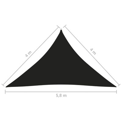vidaXL saulessargs, 4x4x5,8 m, trijstūra forma, melns oksforda audums