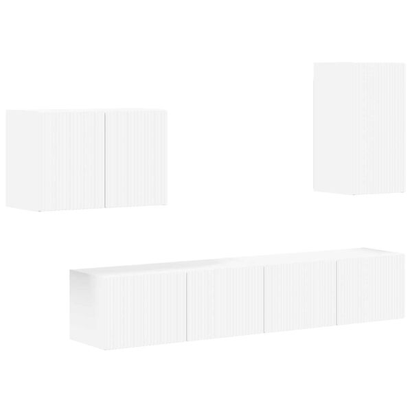 vidaXL Televizora sienas skapja komplekts 4 pcs Balts