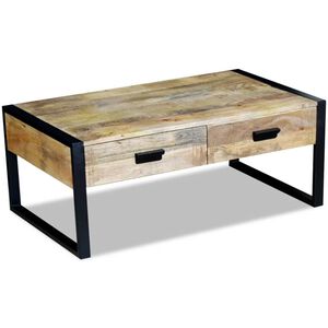 vidaXL kafijas galdiņ&scaron; ar 2 atvilktnēm, 100x60x40 cm, mango koks