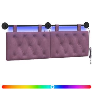 vidaXL Piekaramais gultas galvgalis Ar LED gaismu Violeta Samts