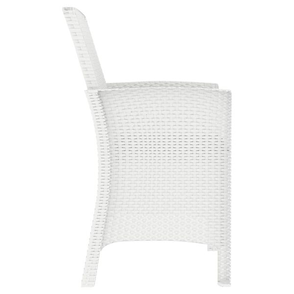 vidaXL dārza krēsls ar matraci, PP rotangpalma, balts