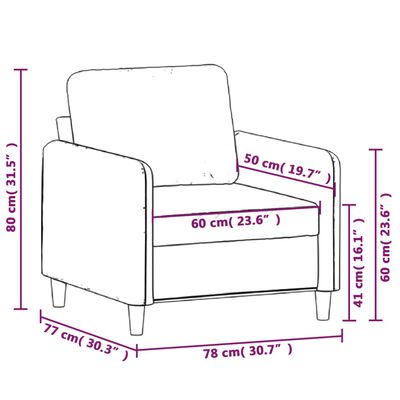 vidaXL atpūtas krēsls, tumši pelēks, 60 cm, samts