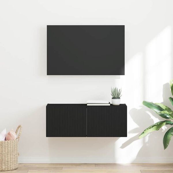 vidaXL TV sienas skapītis Melna 78,5 x 31 x 29,5 cm Inženierijas koks