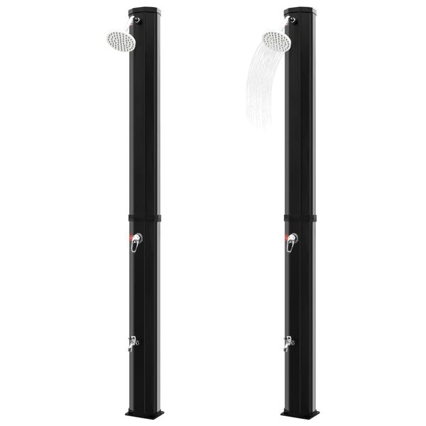 vidaXL āra solārā duša ar dušas galvu un krānu, 35 L, melna