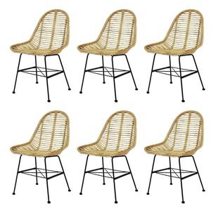 vidaXL virtuves krēsli, 6 gab., dabīga rotangpalma