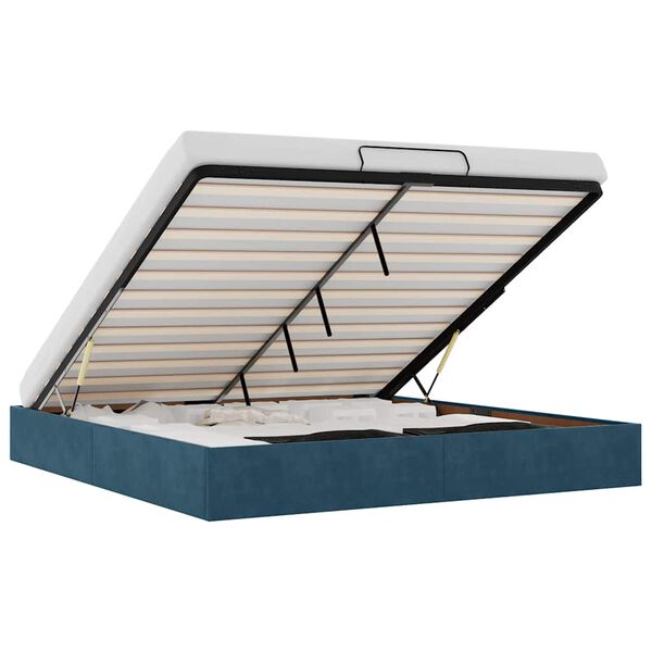 vidaXL Osmaņu gultas rāmis bez matrača tum&scaron;i zils 160x200 cm samts