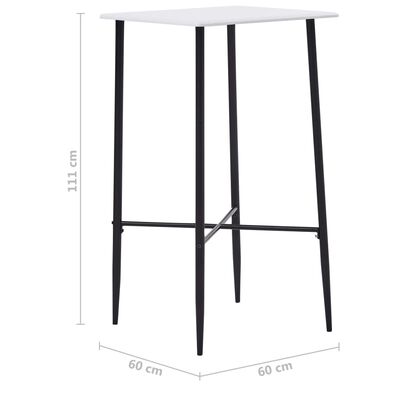 vidaXL bāra galds, balts, 60x60x111 cm, MDF