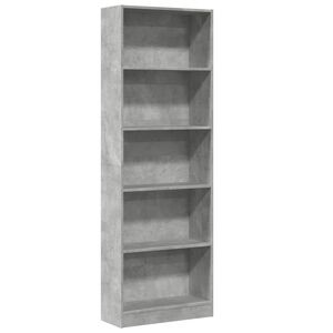 vidaXL grāmatu plaukts, pelēks, 60x24x176 cm, inženierijas koks