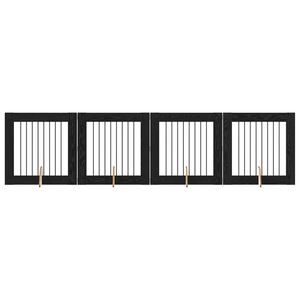 vidaXL Suņu vārti ar statīviem 4 pcs Melns ozols 80 x 80 cm