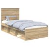 vidaXL Gultas rāmis Sonoma ozols 90 x 200 cm Ciets priedes koks