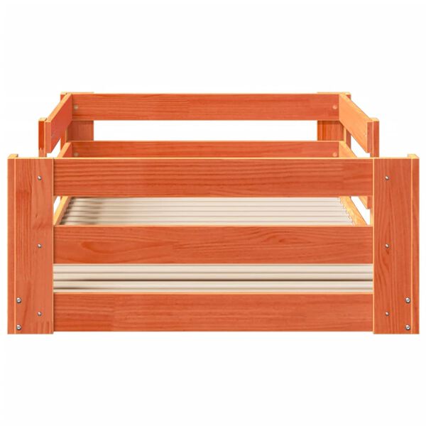 vidaXL gulta bez matrača, vaska brūna, 100x200 cm, priedes masīvkoks