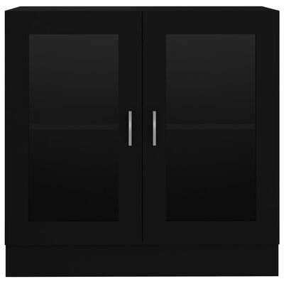 vidaXL vitrīna, melna, 82,5x30,5x80 cm, skaidu plāksne