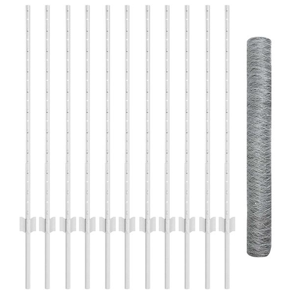 vidaXL Žogs ar stabu Sudraba 1 x 25 m Tērauds