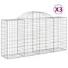 vidaXL arkveida gabiona grozi, 3 gb., 200x50x100/120cm, cinkota dzelzs