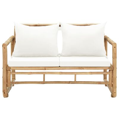 vidaXL divvietīgs dārza dīvāns ar matračiem, bambuss