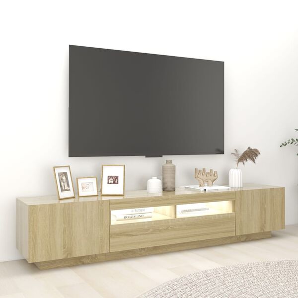 vidaXL TV skapītis ar LED lampiņām, 200x35x40 cm, ozolkoka krāsa