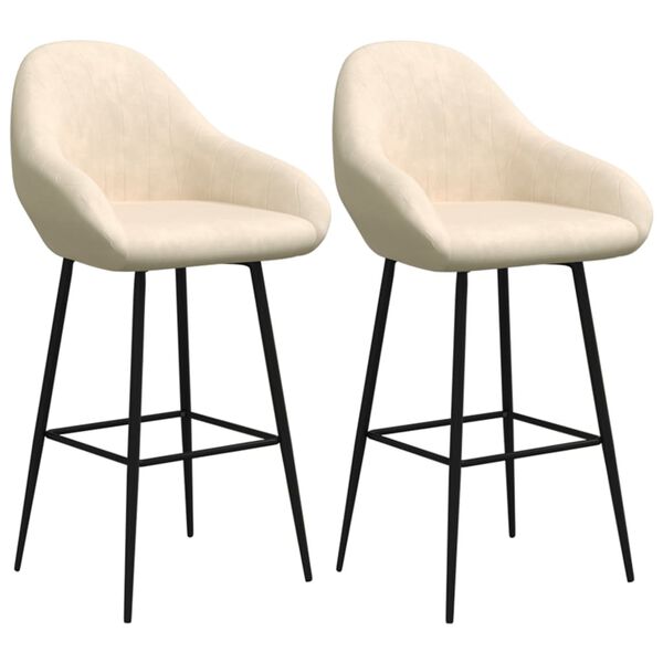 vidaXL bāra krēsli, 2 gab., krēmkrāsas samts