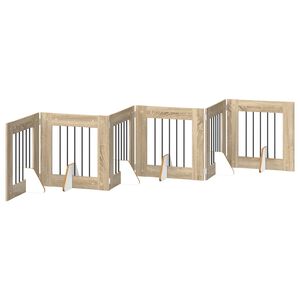 vidaXL Salokāms suņu vārti ar statīviem 6 pcs Sonomas ozols 362 cm