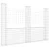 vidaXL gabionu siena ar 3 stabiem, U-forma, dzelzs, 260x20x200 cm