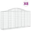 vidaXL arkveida gabiona grozi, 8 gb., 200x30x100/120cm, cinkota dzelzs