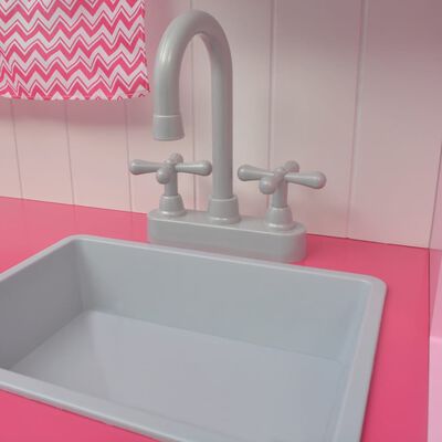 vidaXL rotaļu virtuve, rozā un balta, 82x30x100 cm, koks