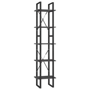 vidaXL 5-līmeņu grāmatu plaukts, pelēks, 40x30x175 cm, priedes koks