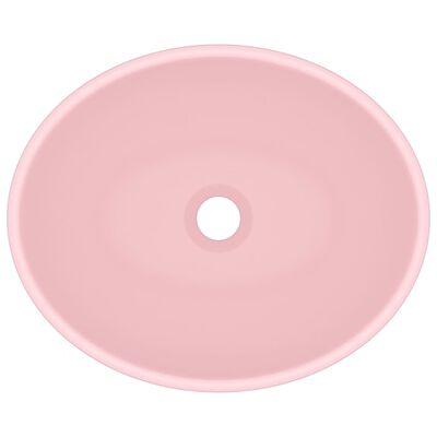 vidaXL izlietne, ovāla forma, 40x33 cm, matēta rozā keramika