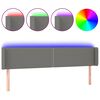 vidaXL gultas galvgalis ar LED, 203x16x78/88 cm, tum&scaron;i pelēks audums