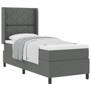 vidaXL Kastītes atsperu gulta Tum&scaron;i pelēks 200 x 80 cm audums