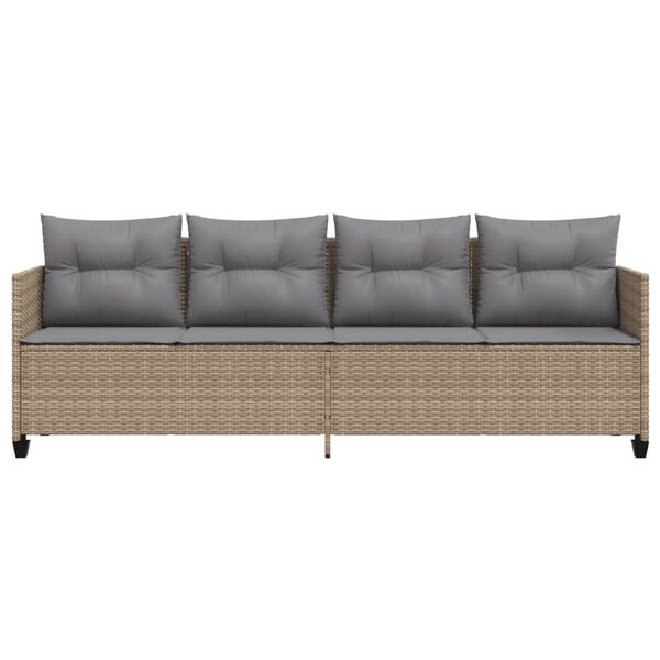 vidaXL sauļošanās zvilnis ar matračiem, bēša PE rotangpalma