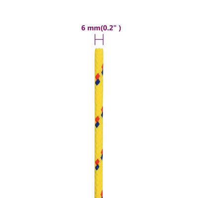 vidaXL laivu virve, dzeltena, 6 mm, 25 m, polipropilēns