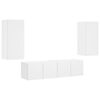 vidaXL 4-daļīgs TV skapī&scaron;u komplekts ar LED, balts, inženierijas koks