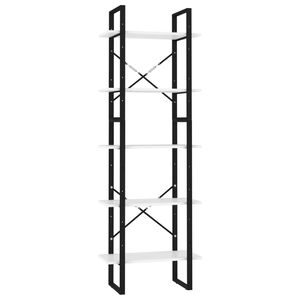 vidaXL 5-līmeņu grāmatu plaukts, balts, 60x30x175cm, inženierijas koks