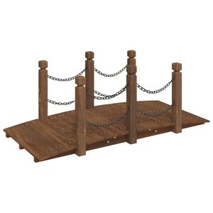 vidaXL dārza tiltiņ&scaron; ar ķēdes margām, 150x67x56 cm, egles masīvkoks