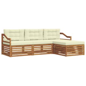 vidaXL Āra dīvānu komplekts ar spilvenu 4 pcs Dabisks un krējuma