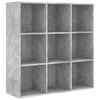 vidaXL grāmatu plaukts, betona pelēks, 98x29x97,5cm, inženierijas koks