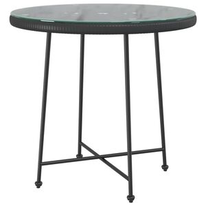 vidaXL ēdamgalds, melns, &Oslash;80 cm, rūdīts stikls un tērauds