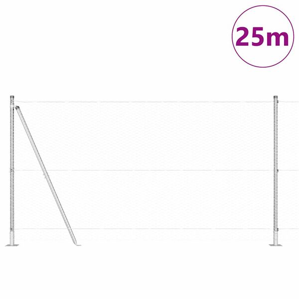 vidaXL Žoga āķis Sudraba 25 x 1,2 m (25 mm acs) Tērauds