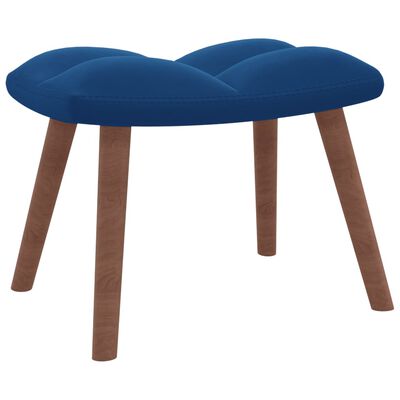 vidaXL šūpuļkrēsls ar kāju balstu, zils samts