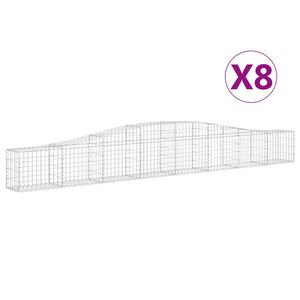 vidaXL arkveida gabiona grozi, 8 gb., 400x30x40/60 cm, cinkota dzelzs